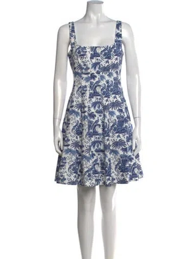 Pre-owned Staud Printed Mini Dress In Blue/white