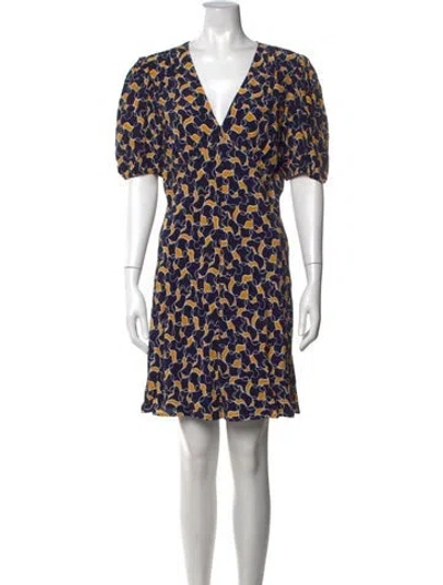 Pre-owned Staud Printed Mini Dress In Blue/yellow