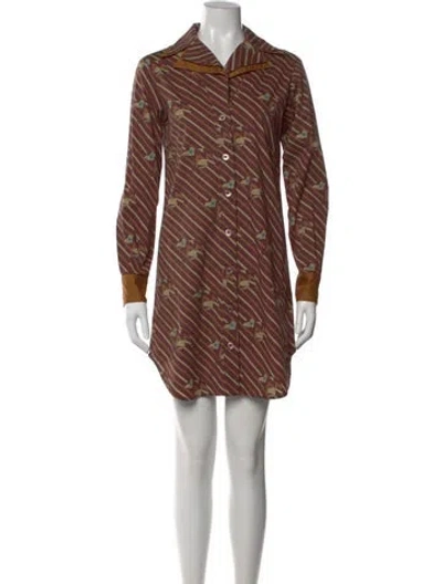 Pre-owned Staud Printed Mini Dress In Brown