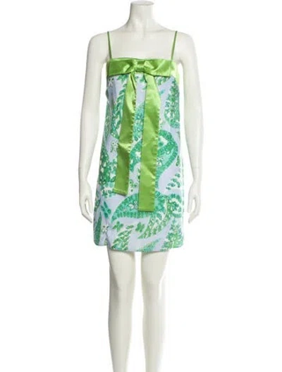 Pre-owned Staud Printed Mini Dress In Green