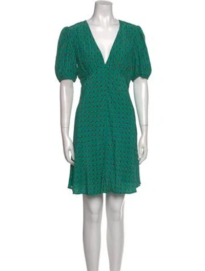 Pre-owned Staud Printed Mini Dress In Green