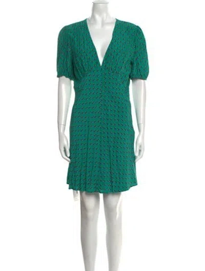 Pre-owned Staud Printed Mini Dress In Green