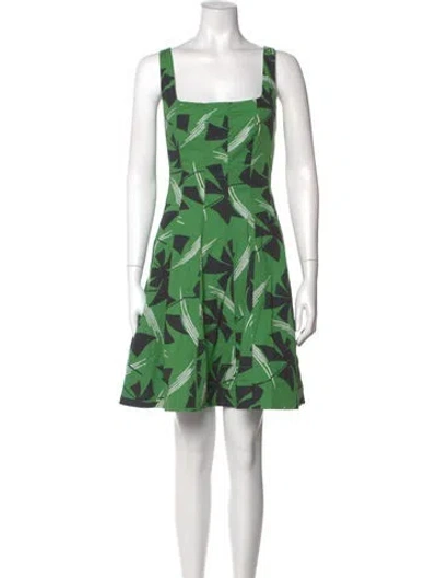 Pre-owned Staud Printed Mini Dress In Green