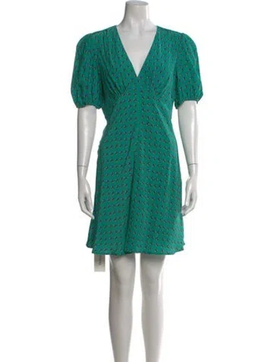 Pre-owned Staud Printed Mini Dress In Green