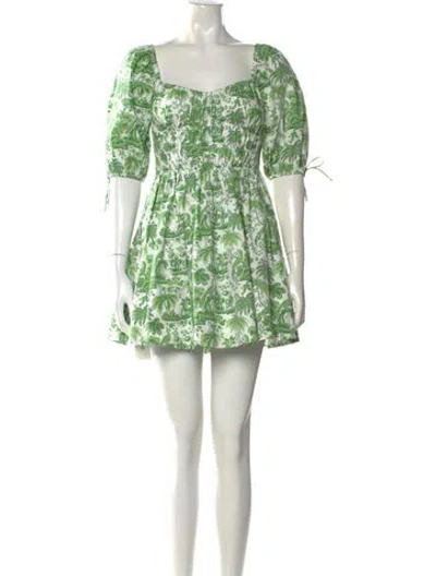 Pre-owned Staud Printed Mini Dress In Green