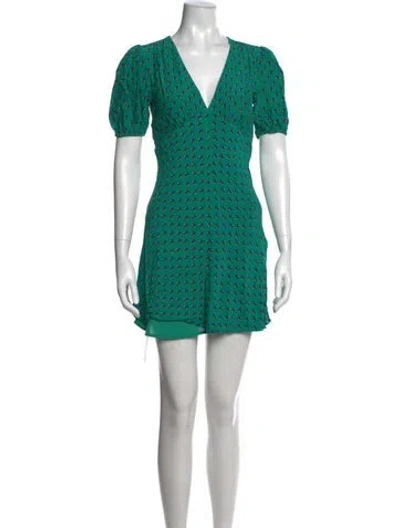 Pre-owned Staud Printed Mini Dress In Green