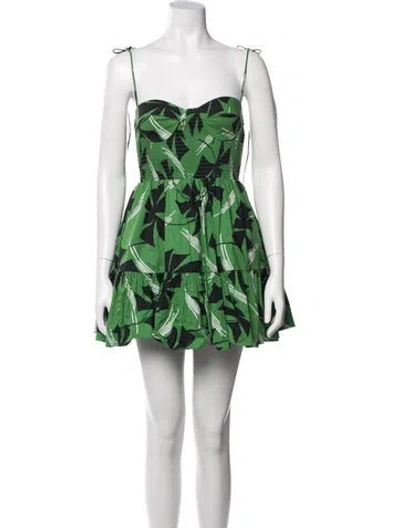 Pre-owned Staud Printed Mini Dress In Green