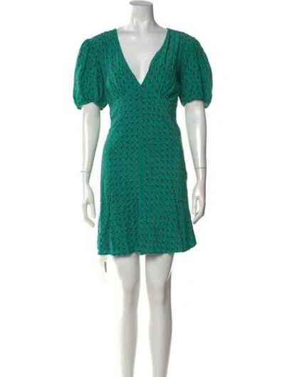 Pre-owned Staud Printed Mini Dress In Green