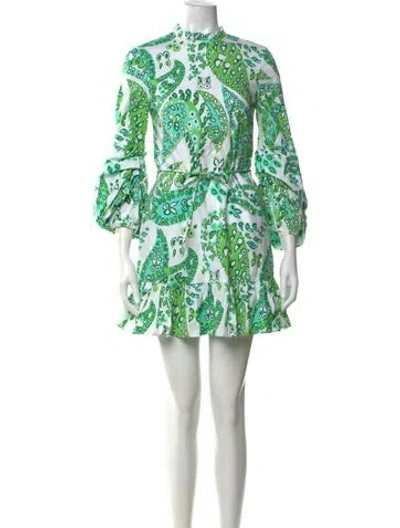 Pre-owned Staud Printed Mini Dress In Green
