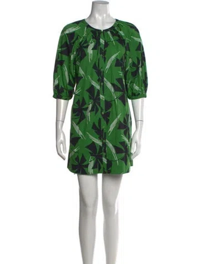 Pre-owned Staud Printed Mini Dress In Green