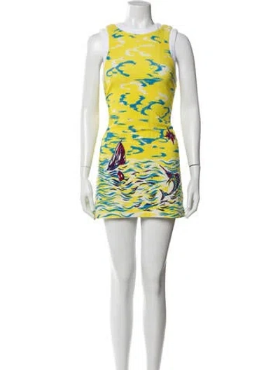 Pre-owned Staud Printed Mini Dress In Multi