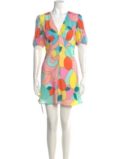 Pre-owned Staud Printed Mini Dress In Neutral