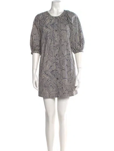 Pre-owned Staud Printed Mini Dress In Neutral