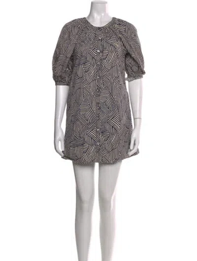 Pre-owned Staud Printed Mini Dress In Neutral