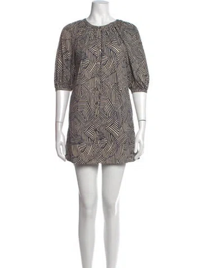 Pre-owned Staud Printed Mini Dress In Neutrals