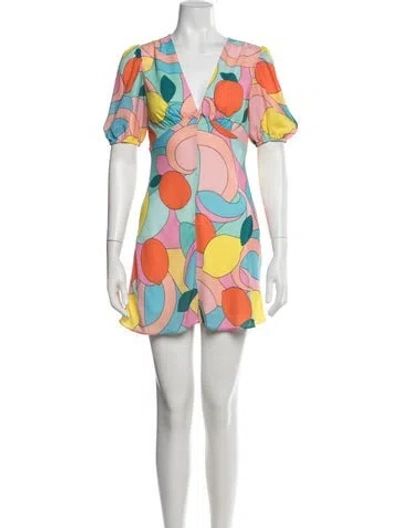 Pre-owned Staud Printed Mini Dress In Orange