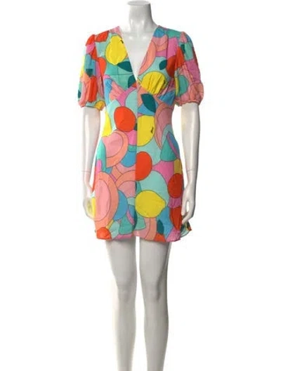 Pre-owned Staud Printed Mini Dress In Pink