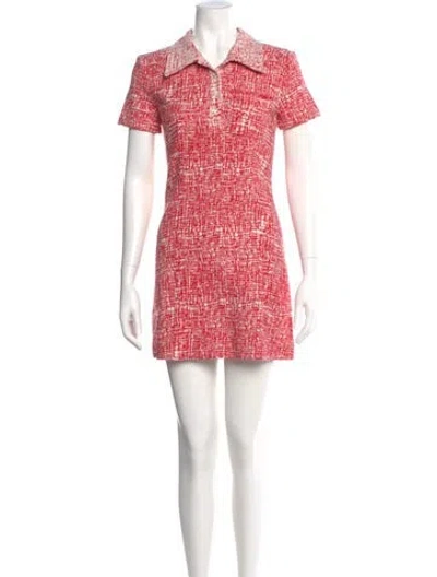 Pre-owned Staud Printed Mini Dress In Red