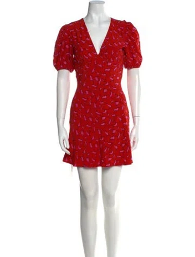 Pre-owned Staud Printed Mini Dress In Red