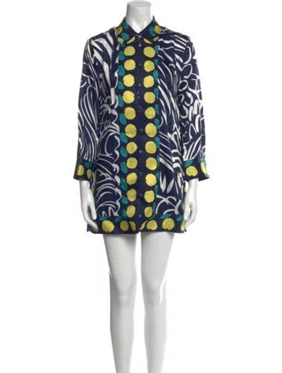 Pre-owned Staud Printed Mini Dress W/ Tags In Blue