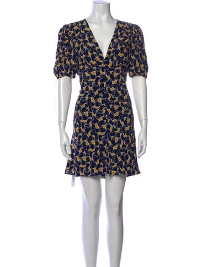 Pre-owned Staud Printed Mini Dress W/ Tags In Blue