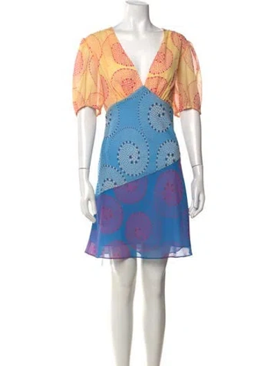 Pre-owned Staud Printed Mini Dress W/ Tags In Blue