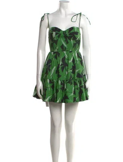 Pre-owned Staud Printed Mini Dress W/ Tags In Green