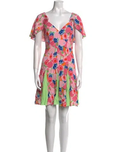 Pre-owned Staud Printed Mini Dress W/ Tags In Pink