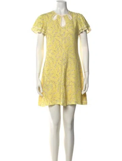 Pre-owned Staud Printed Mini Dress In Yellow