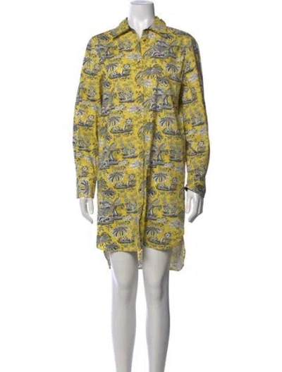 Pre-owned Staud Printed Mini Dress In Yellow