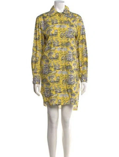 Pre-owned Staud Printed Mini Dress In Yellow