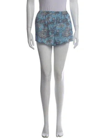 Pre-owned Staud Printed Mini Shorts In Blue
