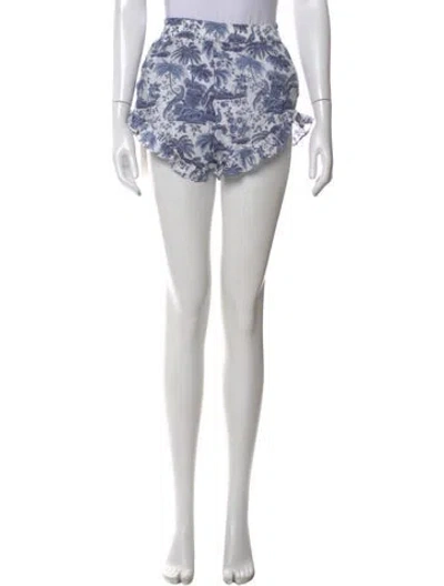 Pre-owned Staud Printed Mini Shorts In Blue