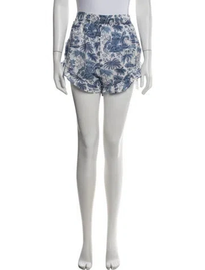 Pre-owned Staud Printed Mini Shorts In Blue