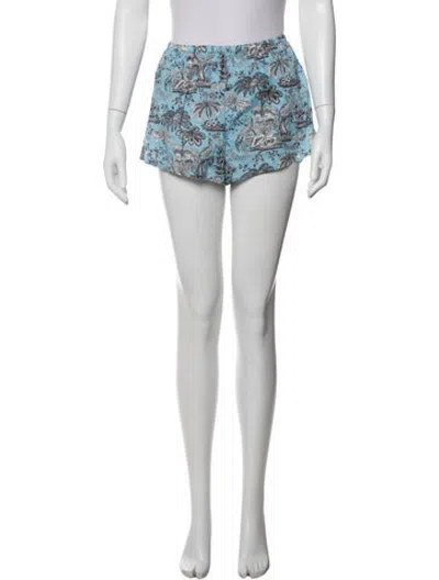 Pre-owned Staud Printed Mini Shorts In Blue