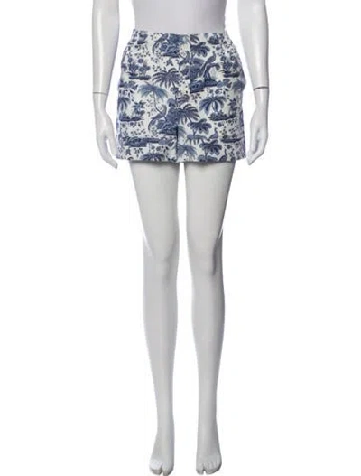 Pre-owned Staud Printed Mini Shorts W/ Tags In Blue
