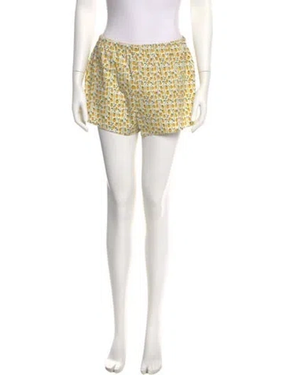 Pre-owned Staud Printed Mini Shorts W/ Tags In Yellow