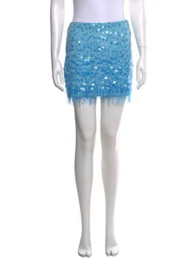 Pre-owned Staud Printed Mini Skirt In Blue