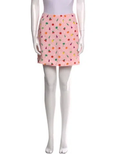 Pre-owned Staud Printed Mini Skirt In Pink