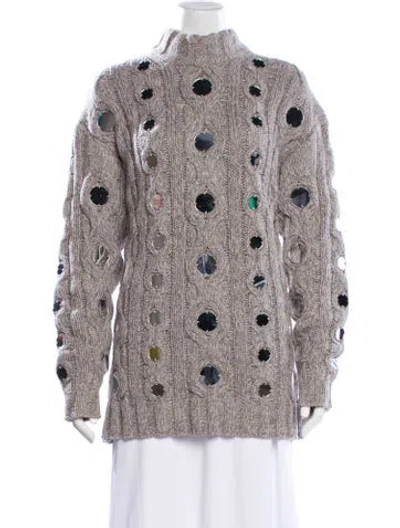 Pre-owned Staud Printed Mock Neck Sweater In Gray