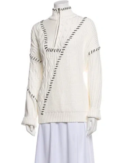 Pre-owned Staud Printed Mock Neck Sweater In Neutral