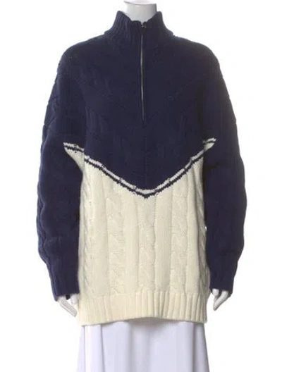 Pre-owned Staud Printed Mock Neck Sweater In Neutral