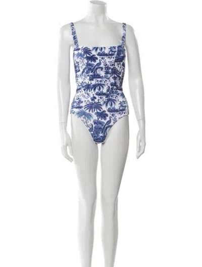Pre-owned Staud Printed One-piece W/ Tags In Blue