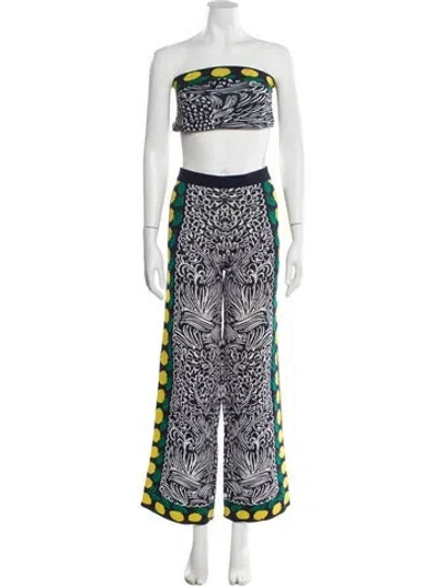 Pre-owned Staud Printed Pant Set In Blue