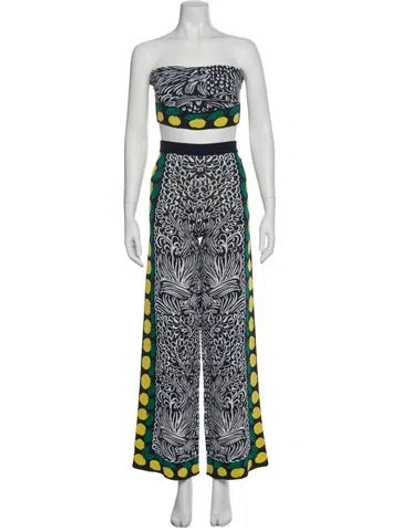 Pre-owned Staud Printed Pant Set In Blue