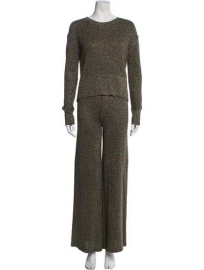 Pre-owned Staud Printed Pant Set In Gold