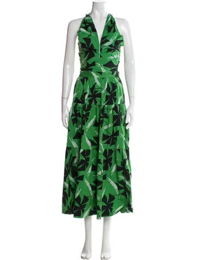 Pre-owned Staud Printed Ruffle Embellishment Skirt Set In Green