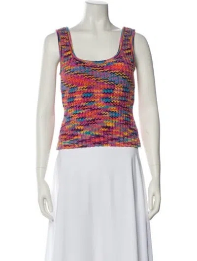 Pre-owned Staud Printed Scoop Neck Sweater In Purple