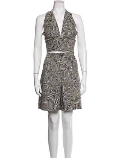 Pre-owned Staud Printed Short Set In Blue