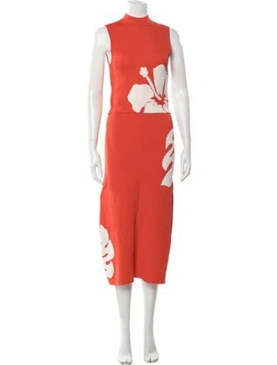 Pre-owned Staud Printed Skirt Set In Orange